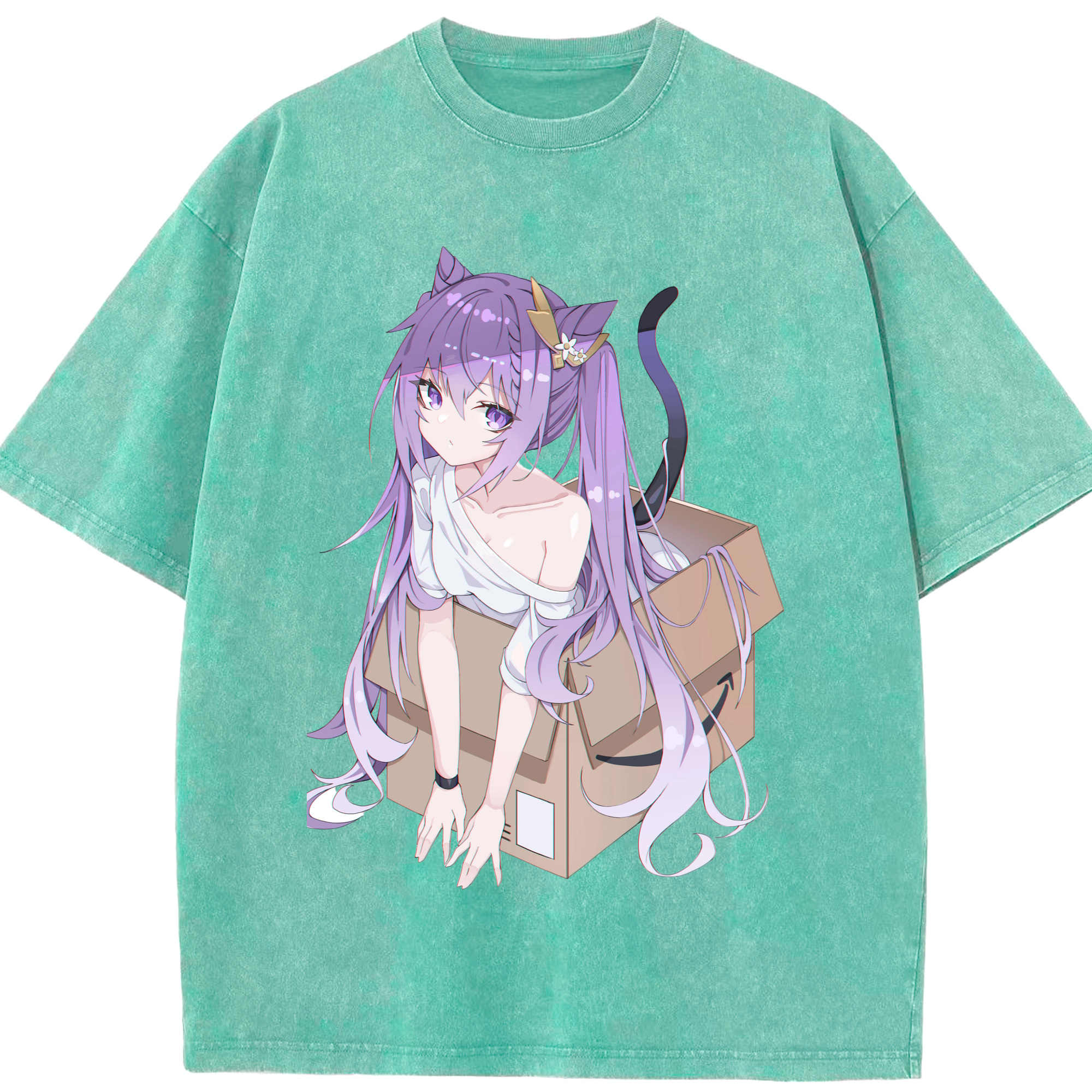 げんし神 刻晴 こくせい genshin Kokusei 綿100% ヴィンテージ風 半袖Tシャツ（フロントプリント）